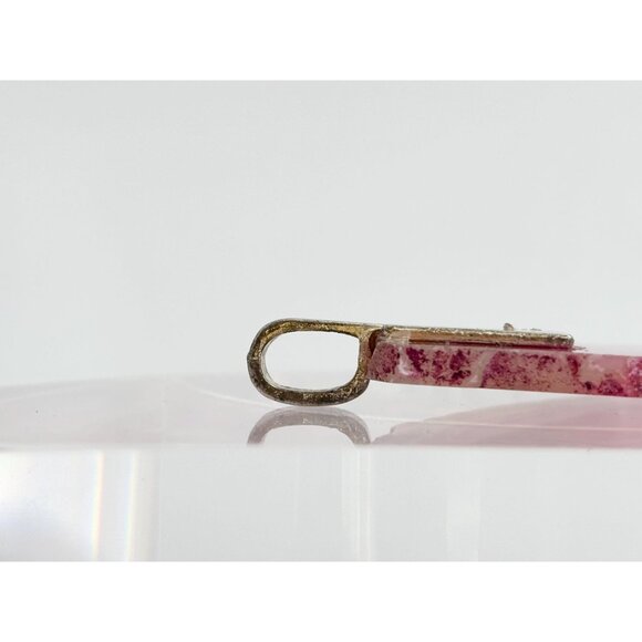 Pink Slice Agate Crystal Geode Freeform Large Silver Toned Vintage Pendant - Picture 10 of 13